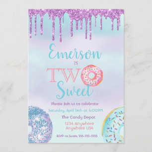 Invitación Donut Birthday Party Two Sweet