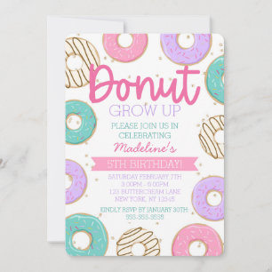 Invitación Donut Crecer Cumpleaños