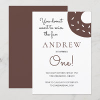 Donut de chocolate en primer cumpleaños