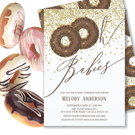 Invitación Donut de chocolate Oh bebés gemelos Baby Shower