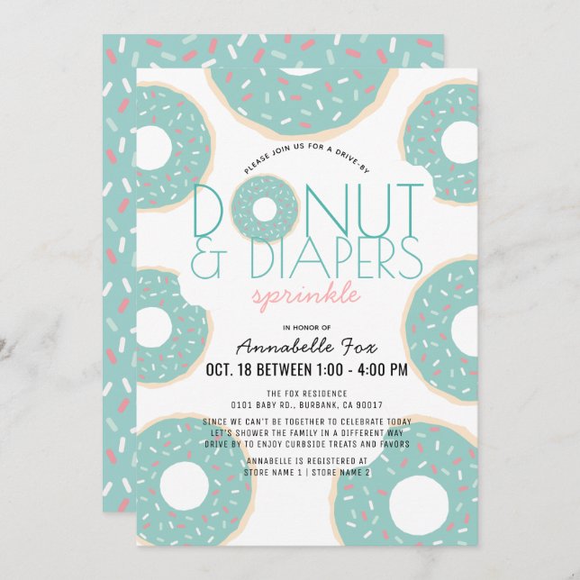 Invitación Donut & Diapers Impulsión de tinta rociada por Bab (Anverso / Reverso)