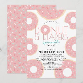 Invitación Donut & Diapers rocian Baby Shower rosado por corr