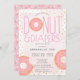 Invitación Donut & Diapers salpican Baby Shower de oro rosado