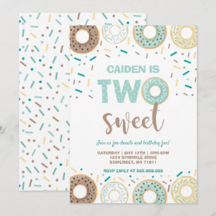 Invitación Donut Dos Dulces Cumpleaños Invitar Donut Fiesta A