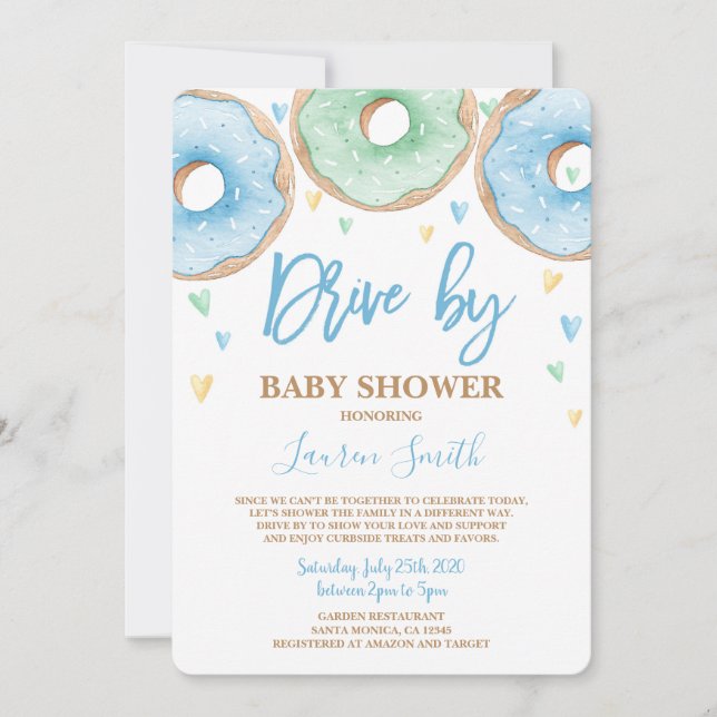 Invitación Donut Drive de un niño de Baby Shower (Anverso)