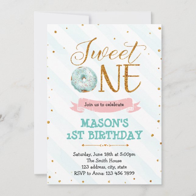 Invitación Donut dulce fiesta de un niño (Anverso)