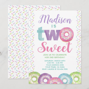Invitación Donut, dulce uno, segundo cumpleaños