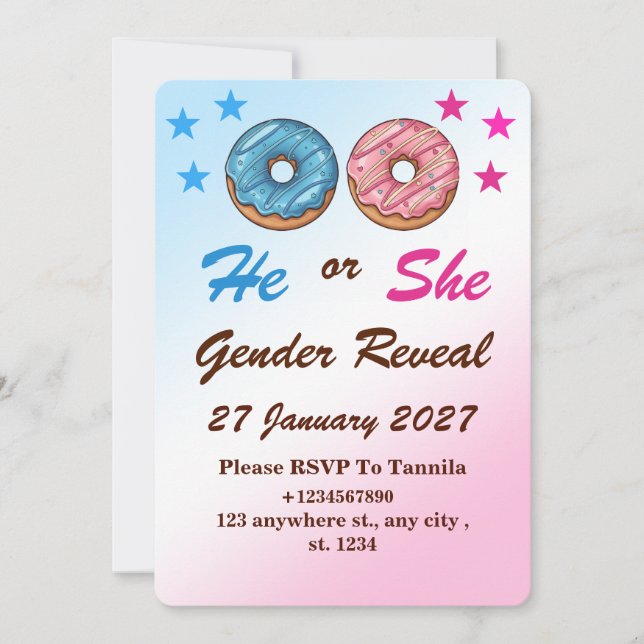 Invitación Donut Gender Reveal InvitatIon Card (Anverso)