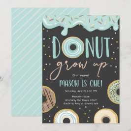 Invitación Donut Grove Blue Pastel Boy Primer Cumpleaños