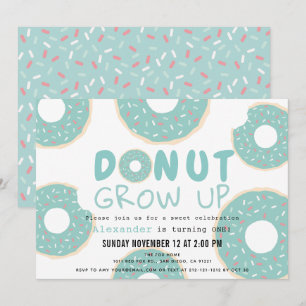 Invitación Donut Grove Turquoise Blue Boy 1er cumpleaños
