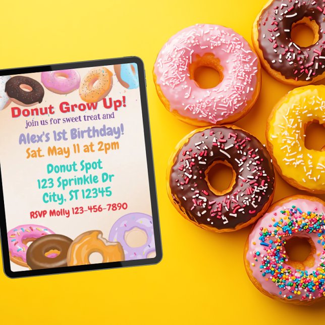 Invitación Donut Grow Up 1st Birthday (Subido por el creador)