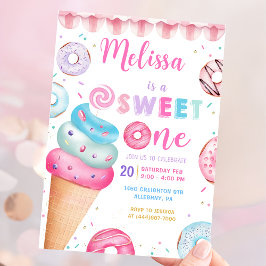 Invitación Donut Ice Cream Sweet One First Birthday Invitatio