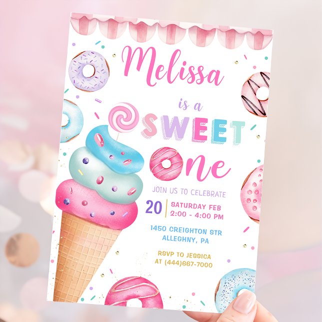 Invitación Donut Ice Cream Sweet One First Birthday Invitatio (Subido por el creador)