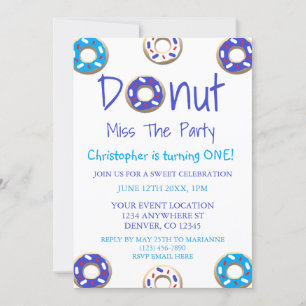 Invitación Donut Miss El Fiesta Primer Cumpleaños