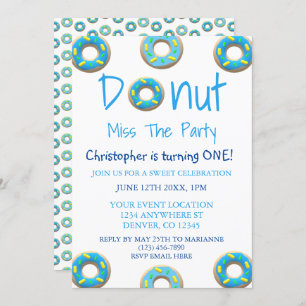 Invitación Donut Miss El Fiesta Primer Cumpleaños