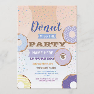 Invitación Donut Miss El Pastel Azul De Aceite De Fiesta