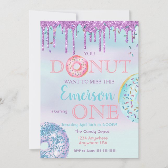 Invitación Donut, no quieres perder el cumpleaños (Anverso)