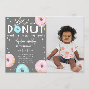 Invitación DONUT pierde esta foto de cumpleaños del fiesta