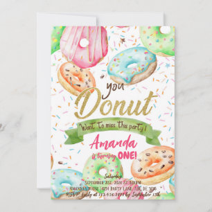 Invitación Donut quiere extrañar el cumpleaños de Doughnut