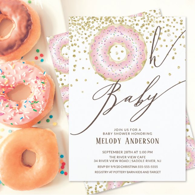 Invitación Donut rosado Oh Baby Girls Baby Shower (Subido por el creador)