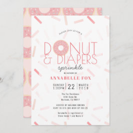 Invitación Donut rosado y pañales rocian Baby Shower