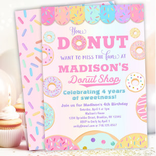 Invitación Donut Shop Chicas arcoiris no celebran fiesta de c