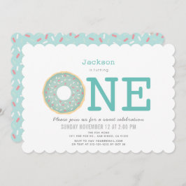 Invitación Donut Simple Mint Green Boy 1er cumpleaños