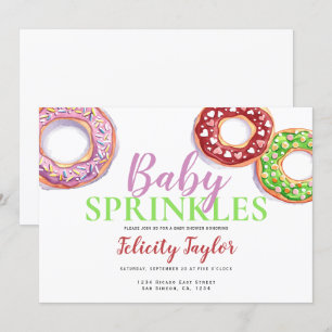 Invitación Donut Sprinkle Baby Shower Pink Doughnut