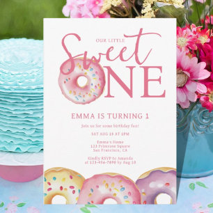 Invitación Donut Sweet One 1st Birthday Party 