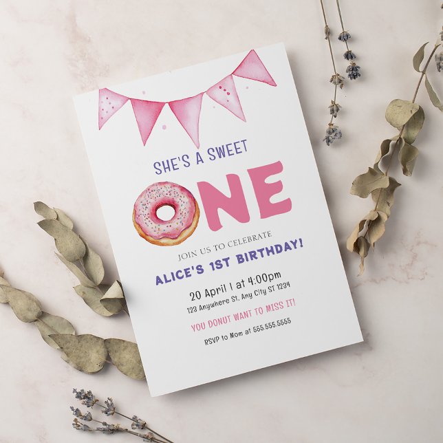 Invitación Donut Sweet One Birthday Party Donut 1er cumpleaño (Subido por el creador)