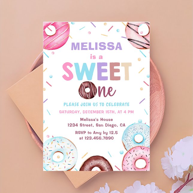 Invitación Donut Sweet One Birthday Party Donut 1er cumpleaño (Subido por el creador)