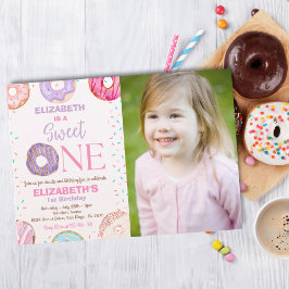 Invitación Donut Sweet One Birthday Party Photo 1st Birthday