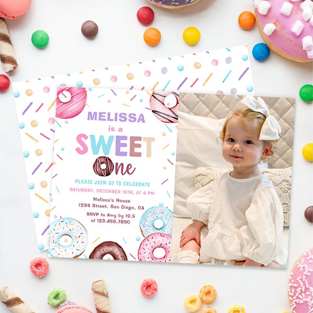 Invitación Donut Sweet One Donut 1er cumpleaños foto Fiesta (Subido por el creador)