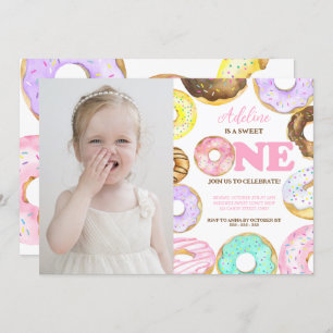 Invitación Donut Sweet One First Birthday Chica Cute Fiesta
