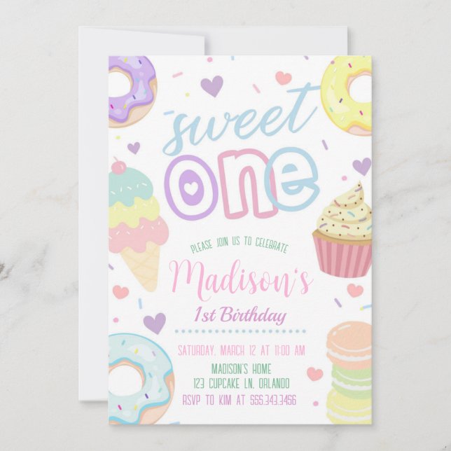 Invitación Donut Sweet One First Birthday Invitation (Anverso)
