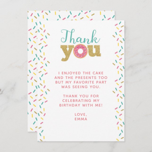Invitación Donut Thank You Cards (Anverso / Reverso)