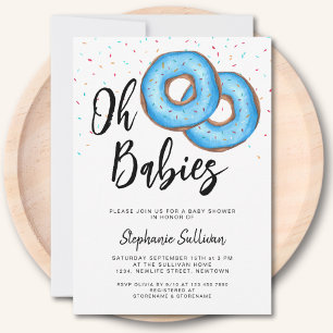 Invitación Donut Twin Boys Baby Shower