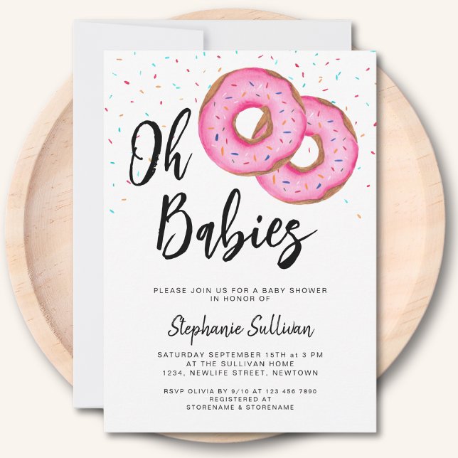 Invitación Donut Twin Girls Baby Shower (Subido por el creador)
