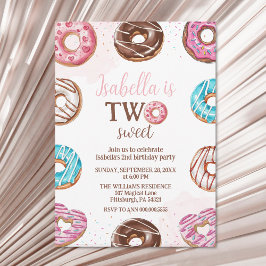 Invitación Donut Two Sweet Chica Sprinkles 2º cumpleaños
