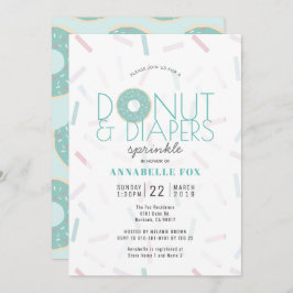 Invitación Donut verde y pañales rompen Baby Shower