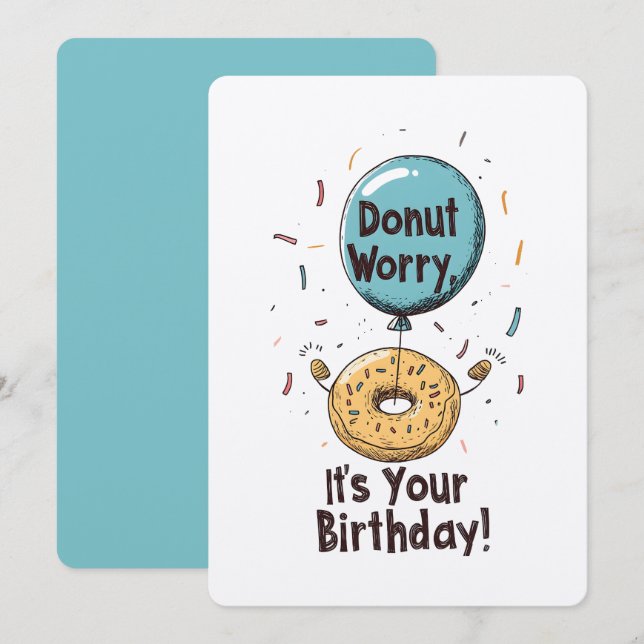 Invitación Donut Worry, es tu meme de cumpleaños gracioso (Anverso / Reverso)