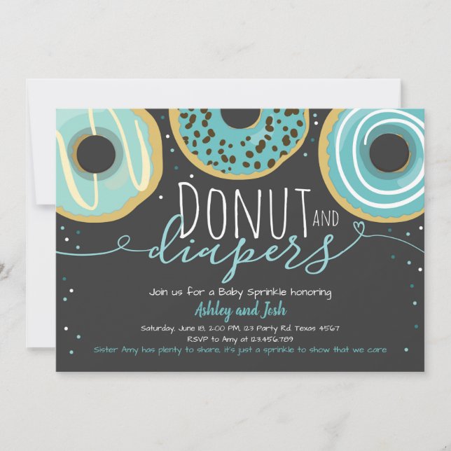 Invitación Donut y pañales rocian Baby Shower (Anverso)