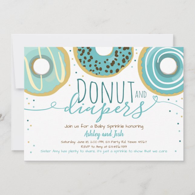 Invitación Donut y pañales rocian Baby Shower (Anverso)
