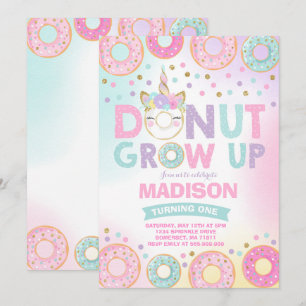 Invitación Donut y Unicornio invitan al cumpleaños