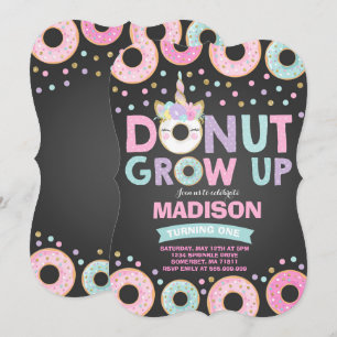 Invitación Donut y Unicornio invitan al cumpleaños