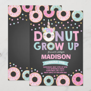 Invitación Donut y Unicornio invitan al cumpleaños