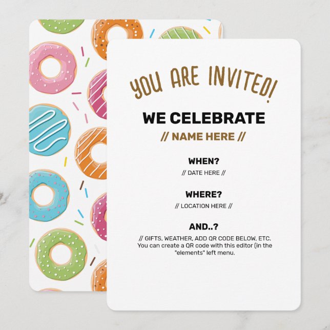 Invitación dónuts (Anverso / Reverso)
