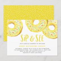 Donuts amarillos rompen Baby Shower Sip y ven