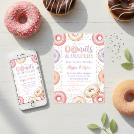 Invitación Donuts and Diapers Baby Shower Sprinkle Pastel