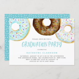 Invitación Donuts de acuarela con fiesta de graduación de roc
